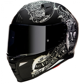 Мотошлем MT Revenge 2 Skull&Roses Black Mat, фото 