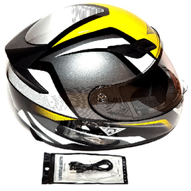 Мотошлем MotoTech  K3 №1 с LED подсветкой, Цвет: Серебристый, фото 