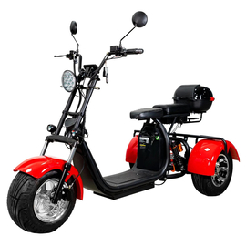 Электроскутер трицикл Citycoco 2000W красный, Цвет: Красный, Тип двигателя: Бесщеточный электродвигатель постоянного тока, Посадочных мест: 1, фото 