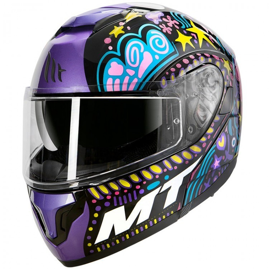 Мотошлем MT Atom SV Axa Black/Purple/Yellow/Blue, фото 
