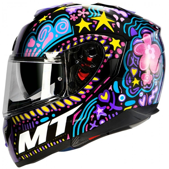 Мотошлем MT Atom SV Axa Black/Purple/Yellow/Blue, фото , изображение 2