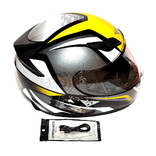 Мотошлем MotoTech  K3 №1 с LED подсветкой, Цвет: Серебристый, фото 