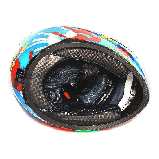 Мотошлем MotoTech K3 №10 с LED подсветкой, Цвет: Бирюзовый/Графити, фото , изображение 4