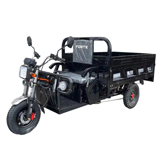 Грузовой электрический трицикл Forte JB 1500 черный, Цвет: Чёрный, Тип двигателя: Бесщеточный электродвигатель постоянного тока, фото 