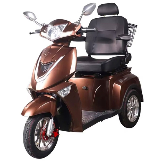 Электроскутер Vista-3 (T408-3) коричневый, Цвет: Коричневый, Тип двигателя: Бесщеточный электродвигатель постоянного тока, Посадочных мест: 1, фото 