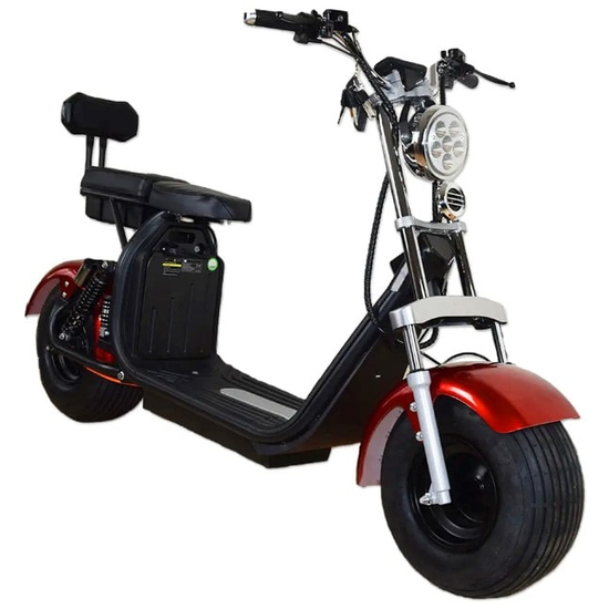 Электроскутер Citycoco 1500W бордовый Wuxi Jose Electric, Цвет: Бордовый, Тип двигателя: Бесщеточный 2-х ступенчатый двигатель с прямым приводом, Посадочных мест: 2, фото 