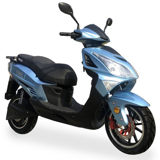Электрический скутер Fada UNLi 2500W (LiFePO4) голубой, Цвет: Голубой, Тип двигателя: Бесщеточный электродвигатель постоянного тока, Посадочных мест: 2, фото 