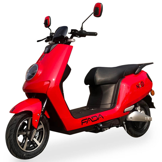 Электроскутер Fada NiO 2000W (Li-Ion) красный, Цвет: Красный, Тип двигателя: Интегрированный в заднее колесо бесщеточный электродвигатель постоянного тока, Посадочных мест: 2, фото 